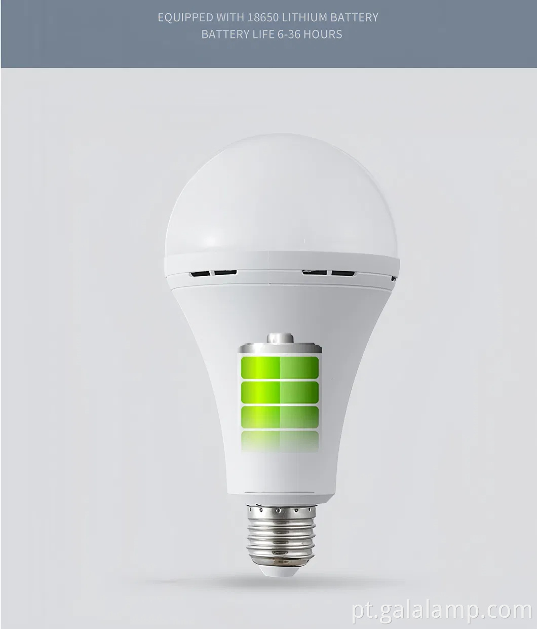 Luz de lâmpada LED de emergência recarregável com bateria embutida